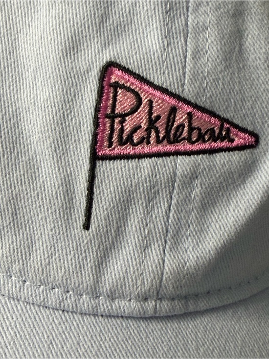 Frasier Sterling sport￼ Accessories - Pickle ball  Pink Pennant Embroidered Light Blue Cap os nwt Frasier Sterling